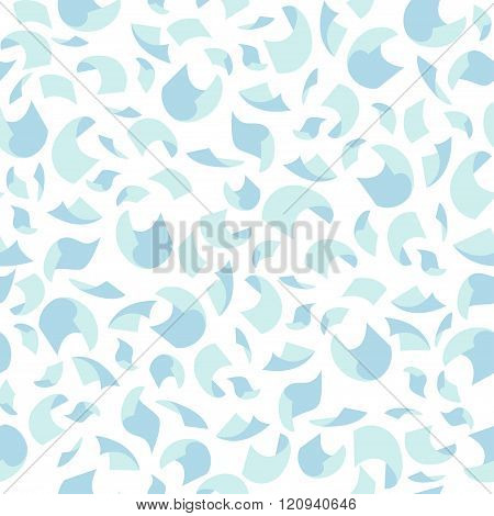 Blue flying papers seamless pattern on white background
