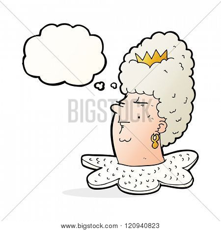 cartoon queen head with thought bubble