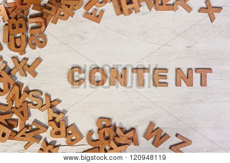 Word Of Content Is Written Wooden Letters