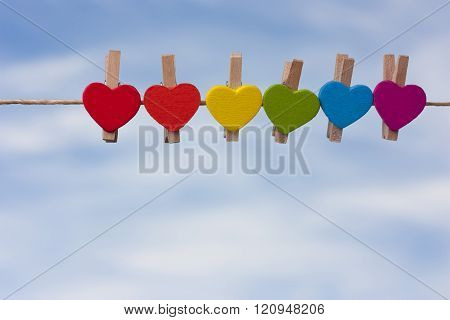 Rainbow Heart Against The Sky.