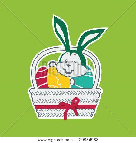 Easter Rabbit Icon Egg Design Flat