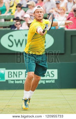 Australian Tennis player Llayton Hewitt during Davis Cup doubles the Brian Brothers from USA at Kooy