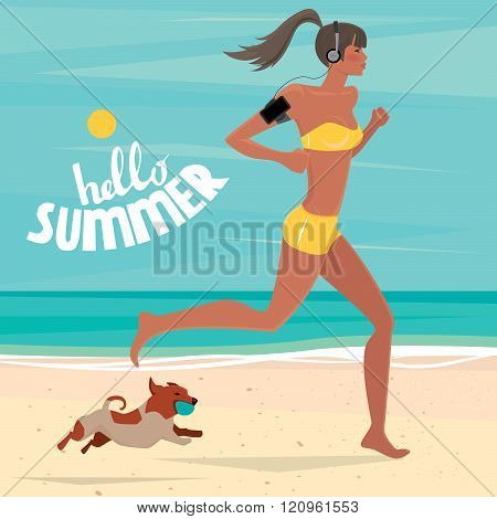 Girl Trains On The Beach