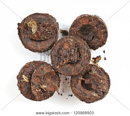 Puerh tea, isolated on white