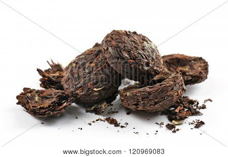 Puerh tea, isolated on white