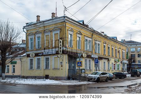 Tver, Russia - February 27. 2016.  Cafe Manilov on  a Sovetskaya street, 19th century