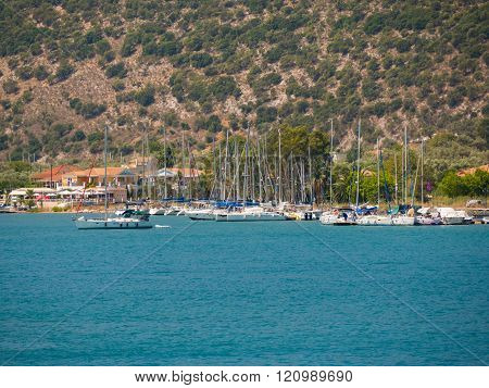 Sail Boats In A Greek Island