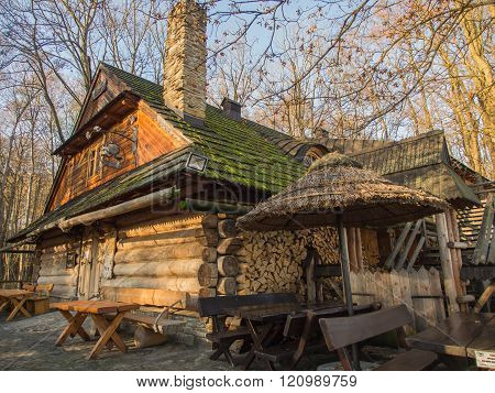 Gdask Poland - September 27 2015: Beautiful wooden house exposed to sunlight
