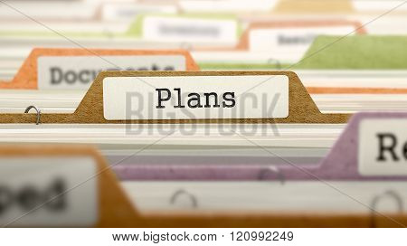Plans Concept on File Label.