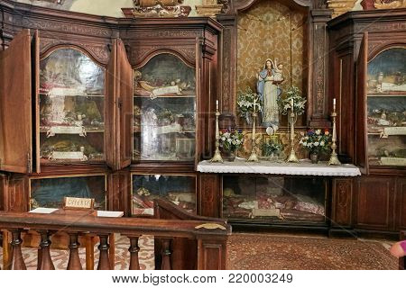 Monselice, Italy - July 13, 2017: Villa Dudo And The Church Of St. George. Interior.