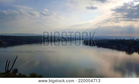 Panoramic view of the river Danube from the Petrovaradin fortress near Novi Sad in Serbia