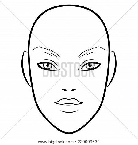 Men Face Chart Makeup Artist Blank. Template. Vector Illustration.