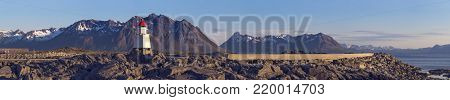 Panorama Of Laukvik Beach on the Lofoten Islands, Norway