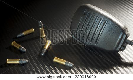 Rim fire ammunition with a police style microphone