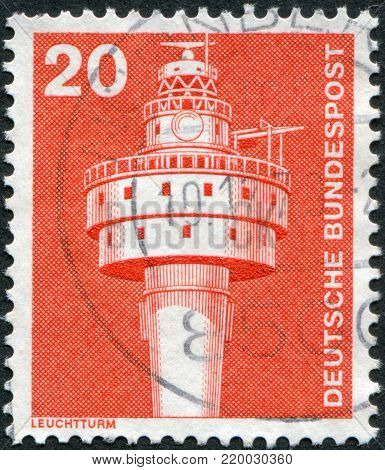 GERMANY - CIRCA 1976: A stamp printed in the Germany, shows the Alte Weser Lighthouse, circa 1976