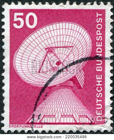 GERMANY - CIRCA 1975: A stamp printed in Germany, shows a Radar station, Raisting, circa 1975