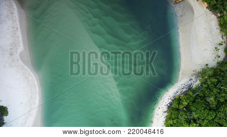 Aerial view over Tallebudgera Creek and beach, Gold Coast