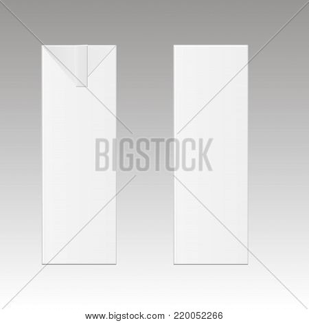 Mock up of milk or juice box on white background. Realistic carton one liter package.  Vector illustration.