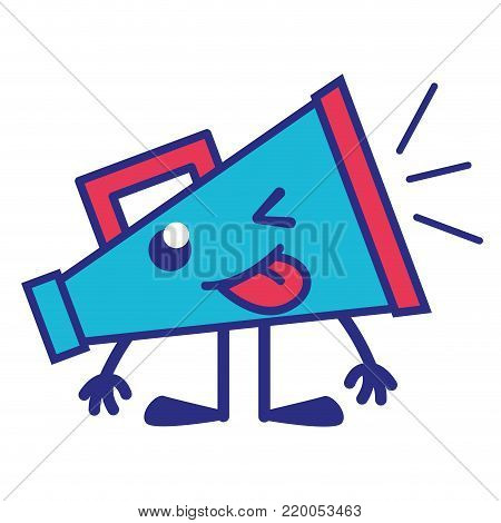 Full Color Funny Megaphone Object Kawaii With Arms And Legs