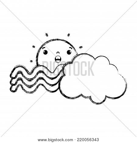 Figure Surprised Sun With Cloud And Rainbow Weather