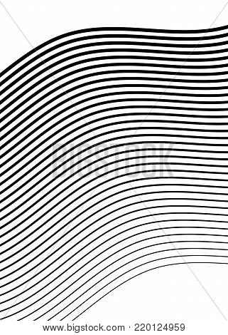 Design elements. Wave of many lines. Abstract wavy stripes on darkbackground. Creative line art. Vector illustration EPS 10. Colourful shiny waves with lines created using Blend Tool.