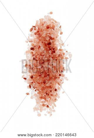 Pink Himalayan Salt Crystals. Himalayan Salt On White Background. 