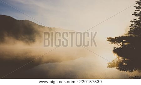 Dawn at Ban Rak thai Lake in Mae Hong Son province ,Thailand