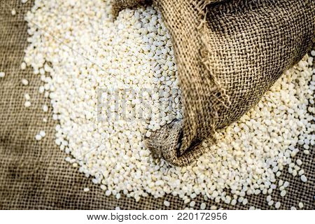 Raw Organic White Lentil,vigna Mungo In A Gunny Bag.