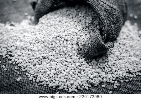 Raw Organic White Lentil,vigna Mungo In A Gunny Bag.