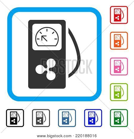 Ripple Gasoline Station icon. Flat gray pictogram symbol in a blue rounded rectangle. Black, gray, green, blue, red, orange color additional versions of Ripple Gasoline Station vector.