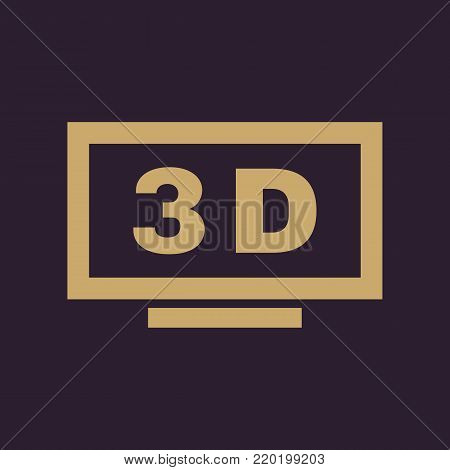 3D TV icon. Television and display, televisor symbol. Flat design. Stock - Vector illustration