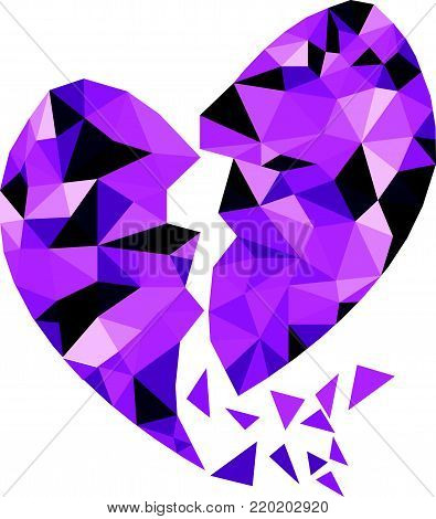 Abstract geometric Polygon Broken heart valentine background Colorful mosaic pattern.Vector illustration