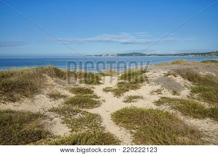 Beautiful beach Playa de A Lanzada close to O Grove, coast of Galicia, Spain