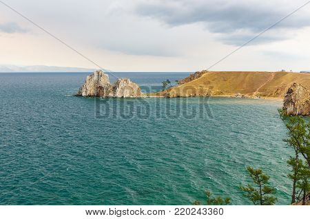 View Of Shaman Rock. Lake Baikal. Olkhon Island. Russia