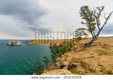 View Of Shaman Rock. Lake Baikal. Olkhon Island. Russia