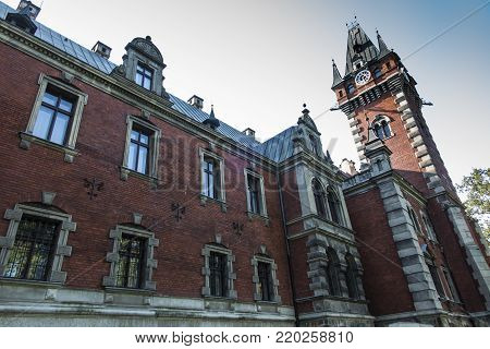 Palace in Plawniowice - old landmark in Poland. Upper Silesia region.