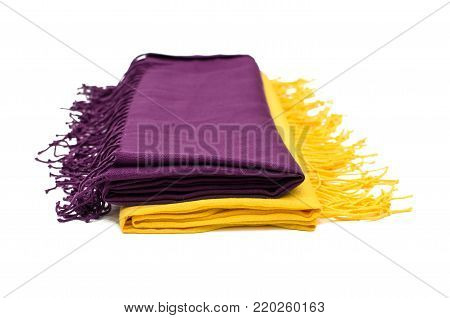 Colorful female tippet scarf isolated on white background.