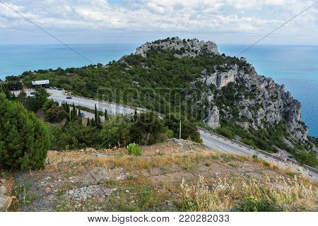 Road on the coast of the Black Sea of the Crimean peninsula