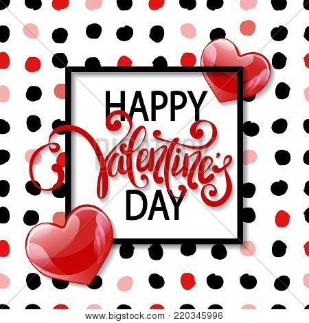 Vector romantic holiday illustration of red helium glossy balloon hearts, 