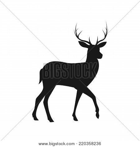 Deer silhouette isolated on white background. Vector stock.