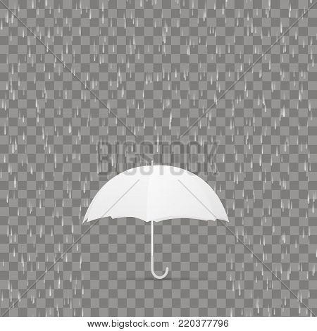 Background with raining and umbrella on transparent. Vector.
