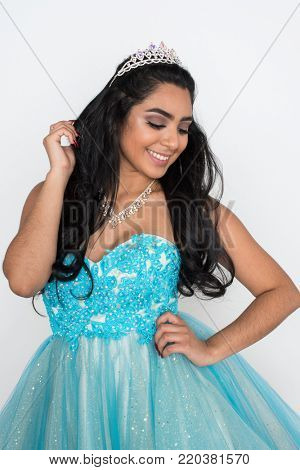 Teen girl competing in a beauty pageant
