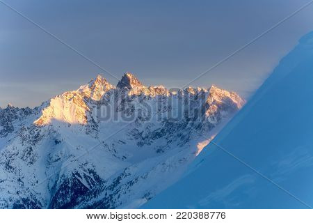 Sunset In Ski Resort Serfaus Fiss Ladis In Austria