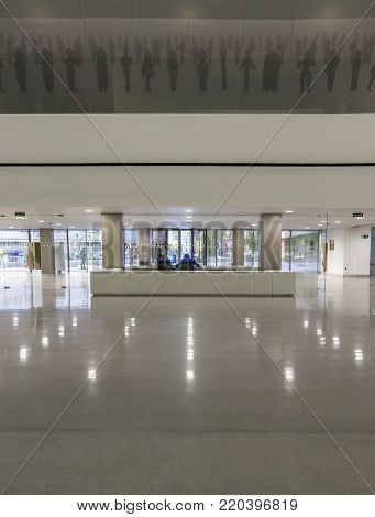 Jaen, Spain - December 29th, 2017: Iberian Art Museum Building in Jaen, Spain. Reception desk