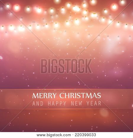 Colourful Glowing Red Christmas Lights. Vector illustration