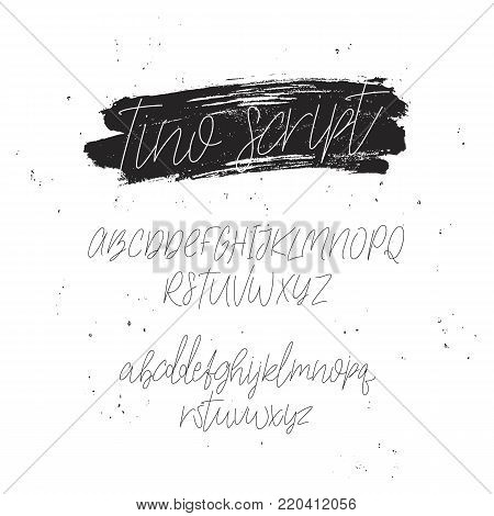 Fashionable modern font. Vector alphabet on white background. Letters, drawn by hand with a brush. Calligraphy and lettering.