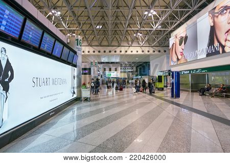 MILAN MALPENSA, ITALY - CIRCA NOVEMBER, 2017: inside Milan-Malpensa Airport, Terminal 1.