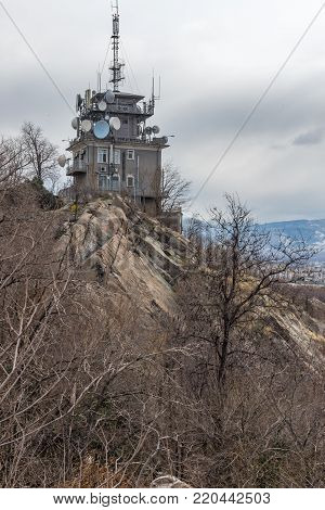 PLOVDIV, BULGARIA - DECEMBER 30, 2016:  Panoramic view of city of Plovdiv from Sahat tepe hill, Bulgaria
