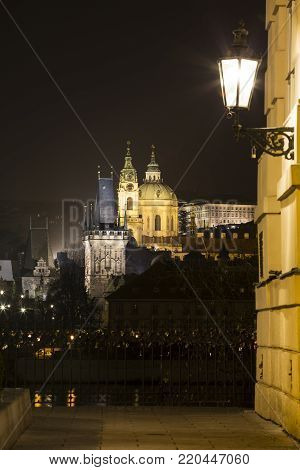 Beautiful night landscape in Prague and Cesky krumlov.