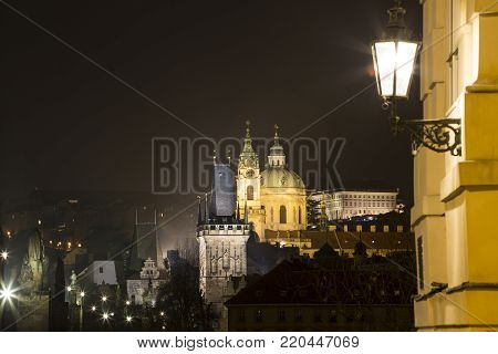 Beautiful night landscape in Prague and Cesky krumlov.